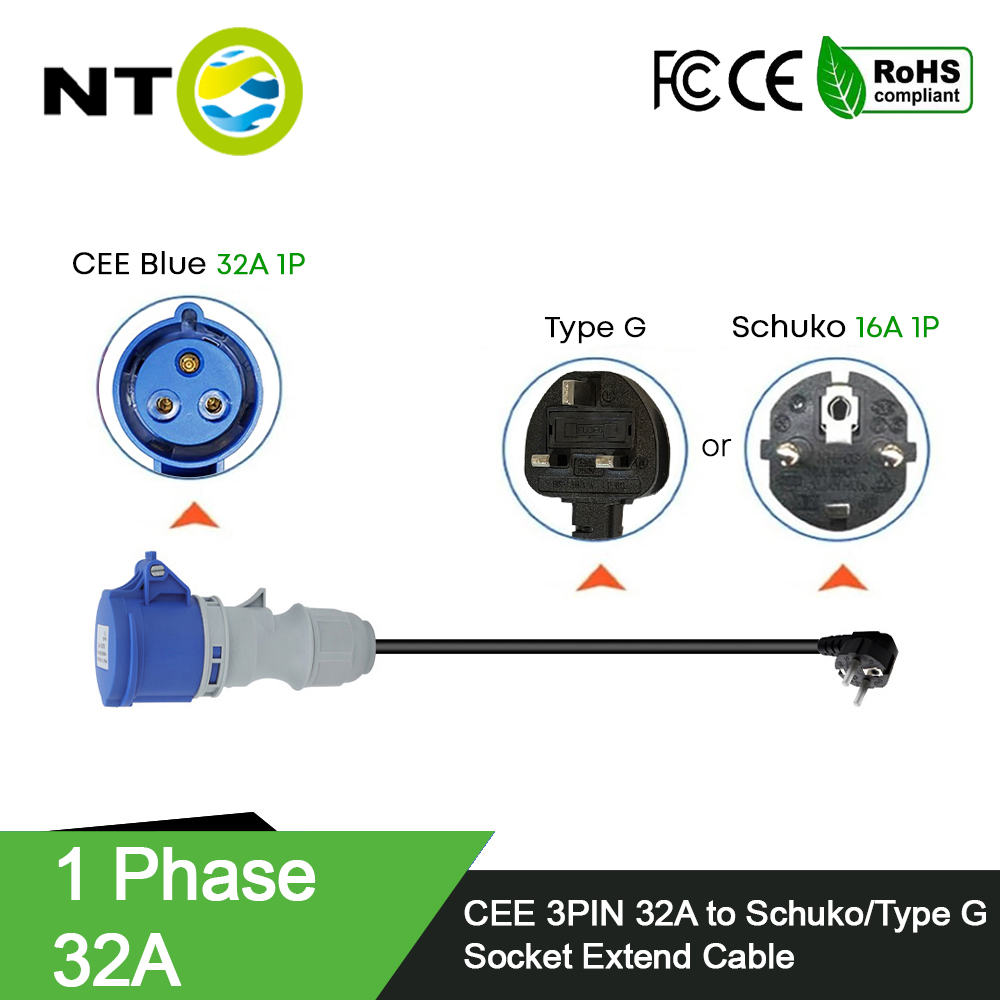 NTO 블루 CEE 여성형 전원 플러그 3홀 소켓 -  - Ev Charger Adapter 리뷰 및 가격